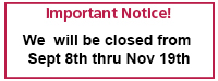 Closed Thru Nov 19